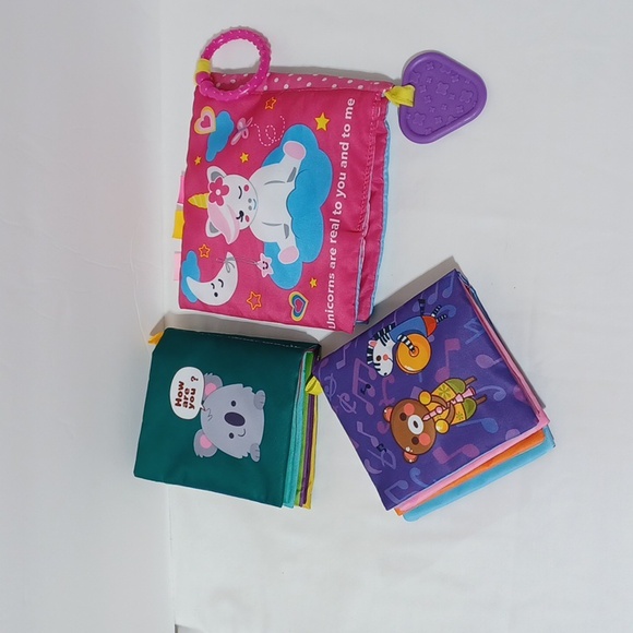 Cribmates Baby Fabric Books Set of 3 Unicorns, Animal, Musical Instruments - Picture 2 of 11